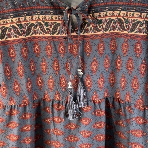 Gray/Blue Paisley Print Pheasant Top Size X-Large - Picture 2 of 5